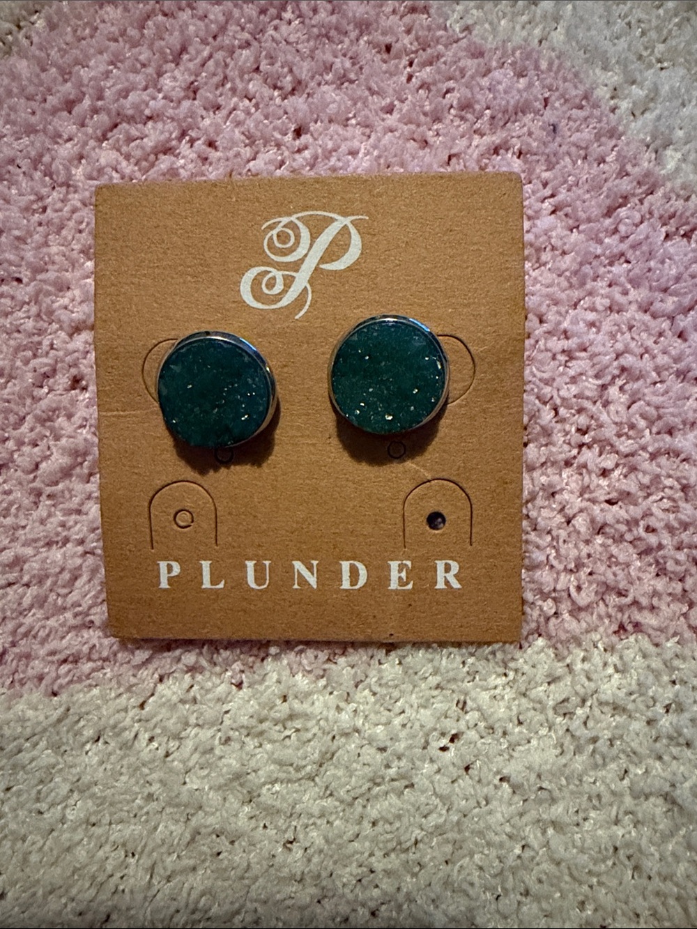 Plunder Teal Glitter Disc Stud Earrings